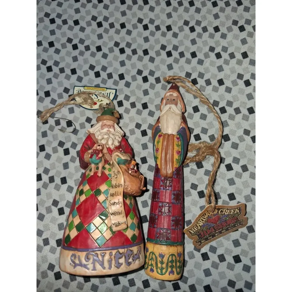 Lot Of 2 Jim Shore Heartwood Creek Naughty/Nice Ornament & Pencil Santa No Box